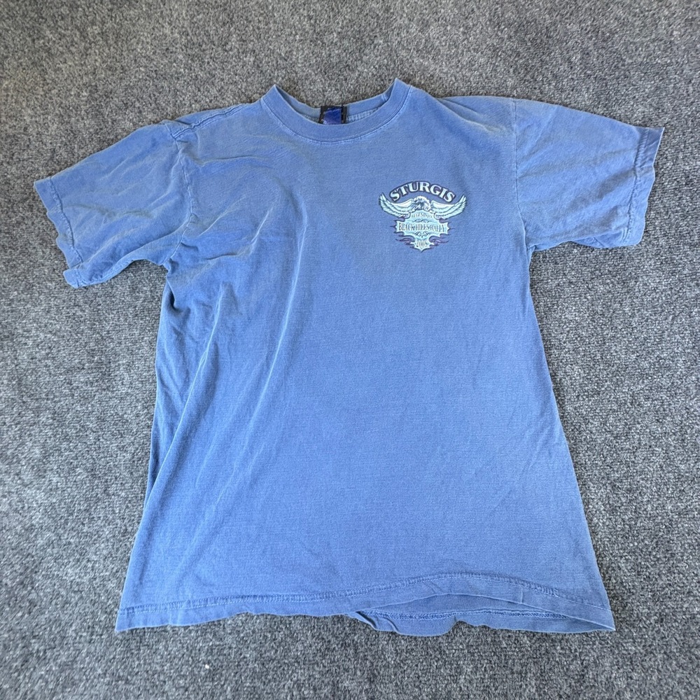 VTG BD Biker Design Sturgis T-Shirt Mens Large Blue Black Hills‎ Rally Graphic